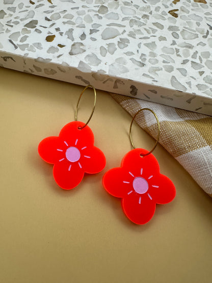 SOLAR BLOOM | RED PINK |HOOPS