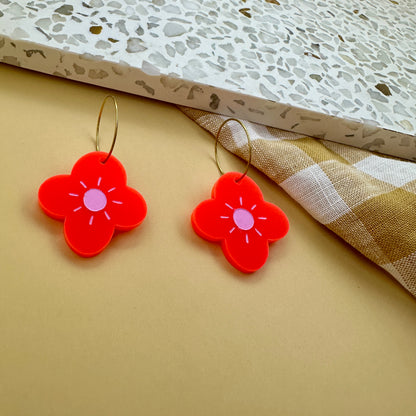 SOLAR BLOOM | RED PINK |HOOPS