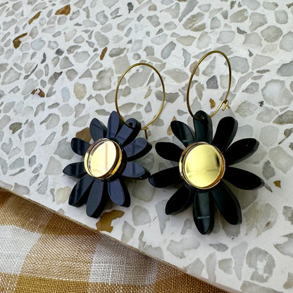 DAISY HOOPS | BLACK