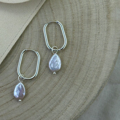 PEARL DROP | SILVER | HOOPS