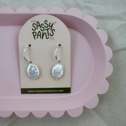 CHUNKY PEARL | SILVER | HOOPS