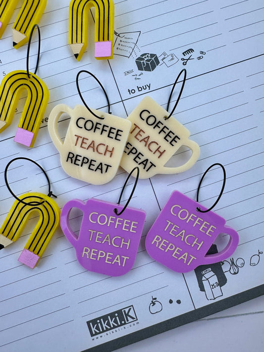 Coffee, Teach, Repeat Hoops - The Sassy Pants Co